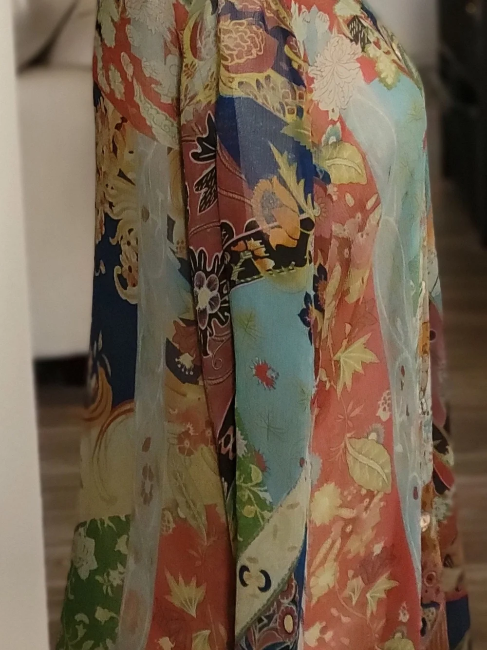 Vintage Citron Santa Monica 100% Silk Semi Sheer Patchwork Floral Blouse XS - Picture 2 of 11